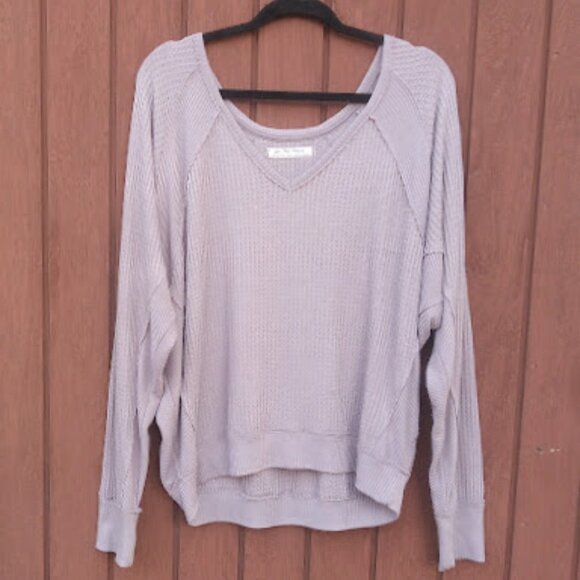 FREE PEOPLE | Santa Clara Thermal Waffle Knit Dusty Purple Mauve Oversized M - Picture 2 of 12